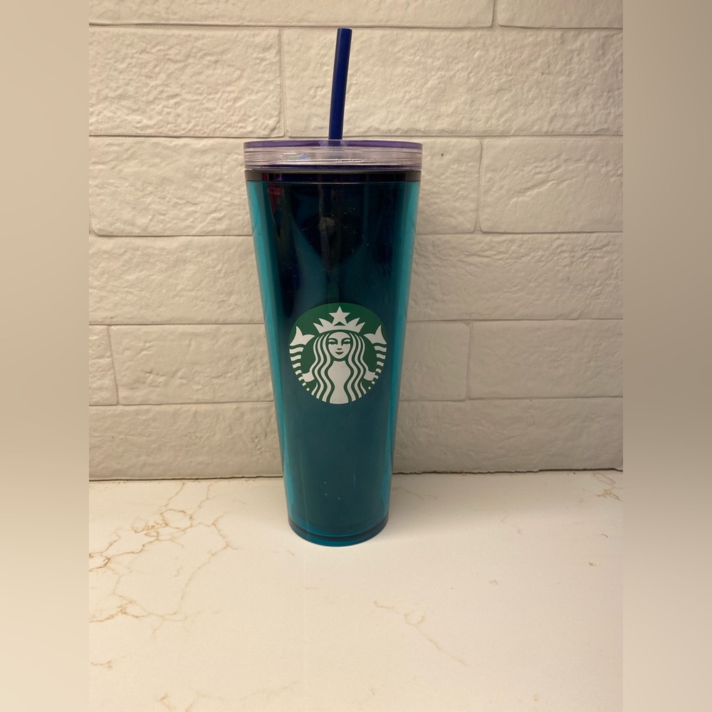 Starbucks 2022 Summer Green Decorate Your Own Sequin 24 oz. Tumbler EUC